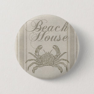 Beach House Crab Seashore 6 Cm Round Badge