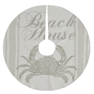 Beach House Crab Seashore Brushed Polyester Tree Skirt
