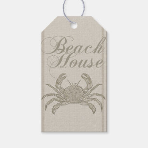 Beach House Crab Seashore Coastal Vintage Gift Tags