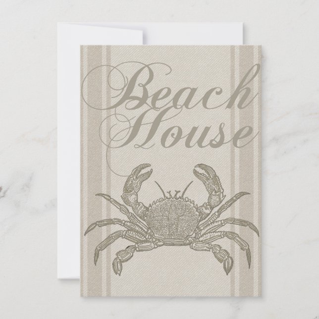 Beach House Crab Seashore Coastal Vintage Invitation (Front)