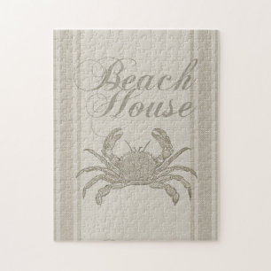 Beach House Crab Seashore Coastal Vintage Jigsaw Puzzle