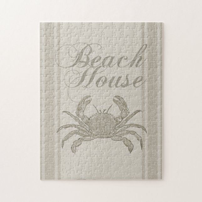 Beach House Crab Seashore Coastal Vintage Jigsaw Puzzle (Vertical)