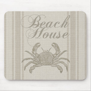 Beach House Crab Seashore Coastal Vintage Mouse Pad