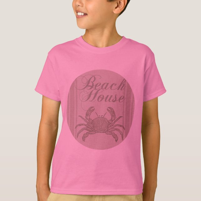 Beach House Crab Seashore Coastal Vintage T-Shirt (Front)