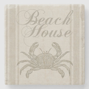 Beach House Crab Seashore Stone Coaster