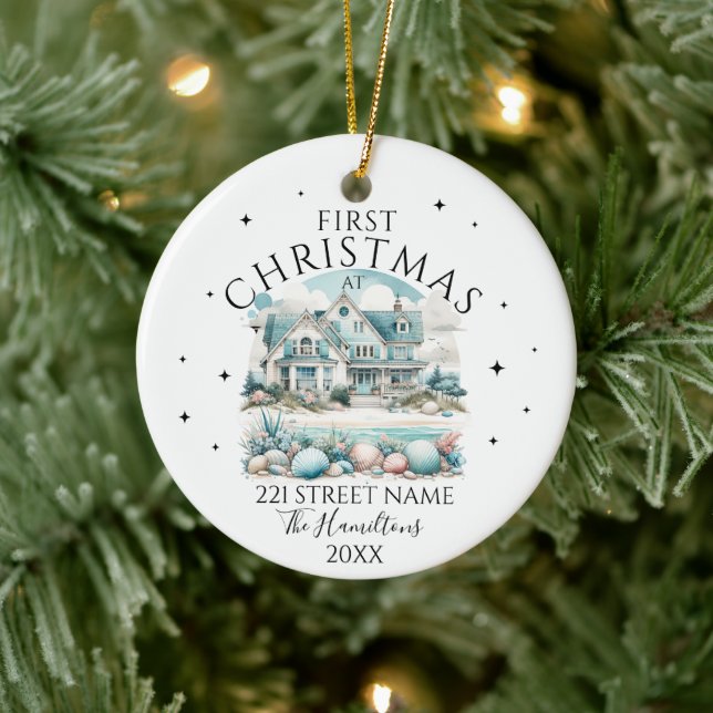 Beach House Custom Christmas Ceramic Tree Decoration (Tree)