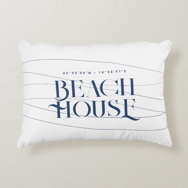 Beach House Custom Coordinates Navy Blue Decorative Cushion (Front)