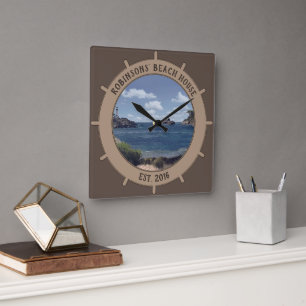 Beach House (customisable) Clock