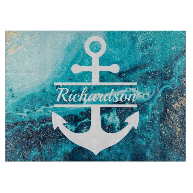 Beach House Cutting Board Anchor with Name (Front)