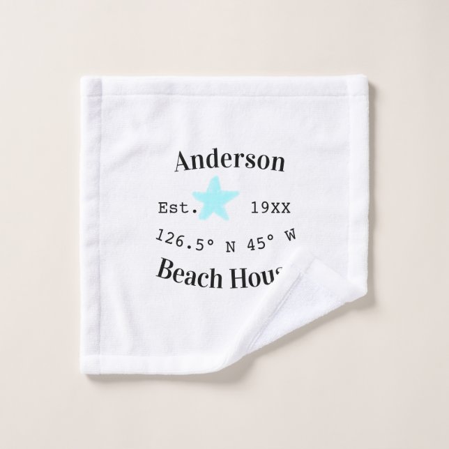 Beach house Date year custom coordinates add est. Wash Cloth (Wash Cloth)
