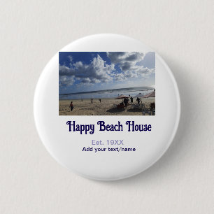 Beach house est. Add year photo latitude longitude 6 Cm Round Badge