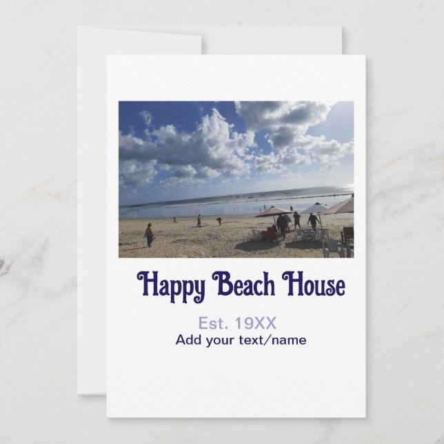 Beach house est. Add year photo latitude longitude Invitation (Front)