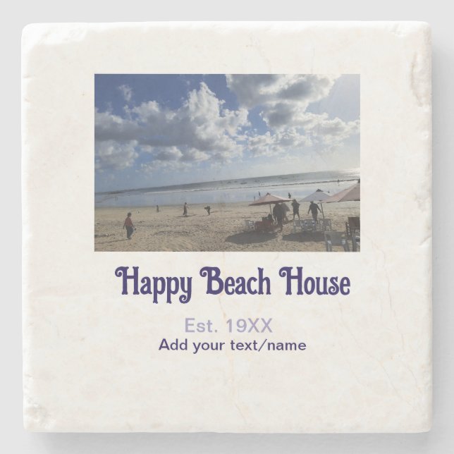 Beach house est. Add year photo latitude longitude Stone Coaster (Front)