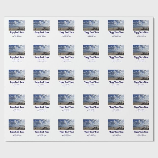 Beach house est. Add year photo latitude longitude Wrapping Paper (Flat)
