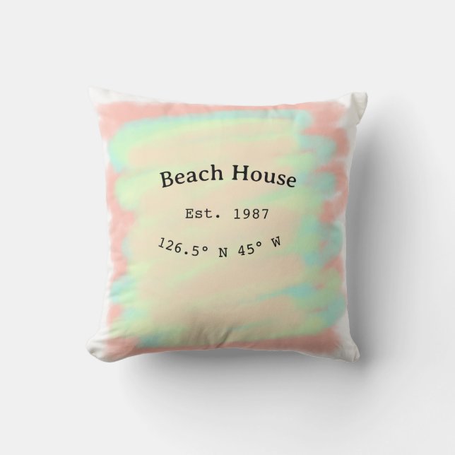 Beach house ets. Date year custom coordinates add Cushion (Front)