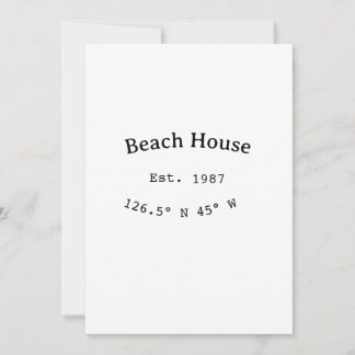 Beach house ets. Date year custom coordinates add Invitation