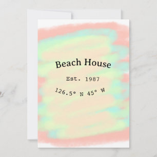 Beach house ets. Date year custom coordinates add Invitation
