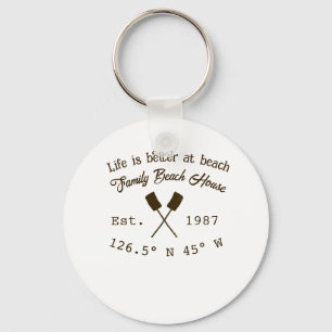 Beach house ets. Date year custom coordinates add Key Ring