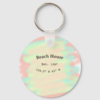 Beach house ets. Date year custom coordinates add Key Ring