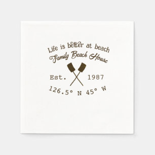 Beach house ets. Date year custom coordinates add  Napkin