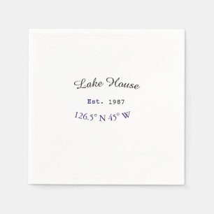 Beach house ets. Date year custom coordinates add Napkin