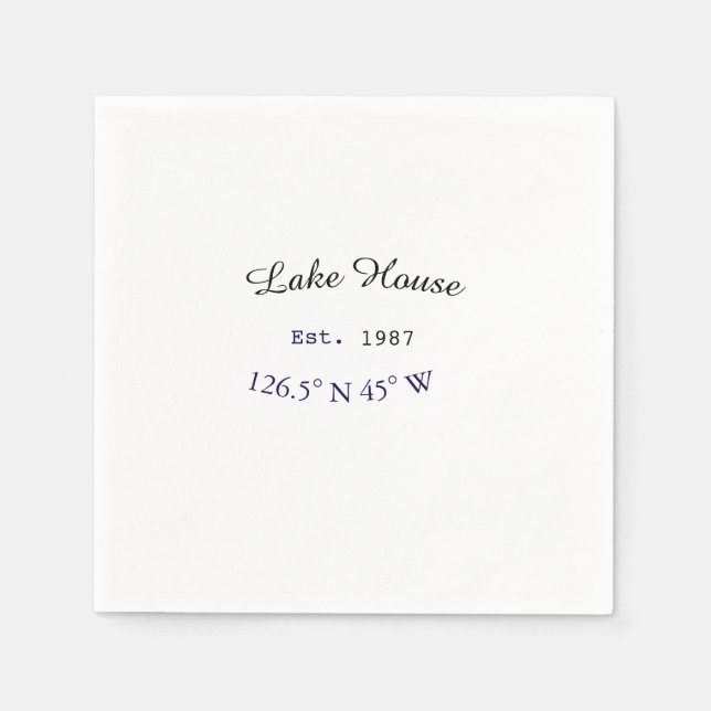 Beach house ets. Date year custom coordinates add Napkin (Front)