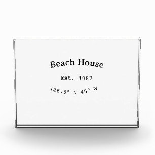 Beach house ets. Date year custom coordinates add Photo Block