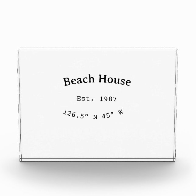 Beach house ets. Date year custom coordinates add Photo Block (Front)