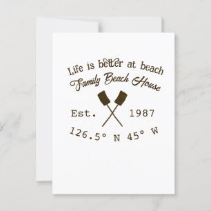 Beach house ets. Date year custom coordinates add  Postcard