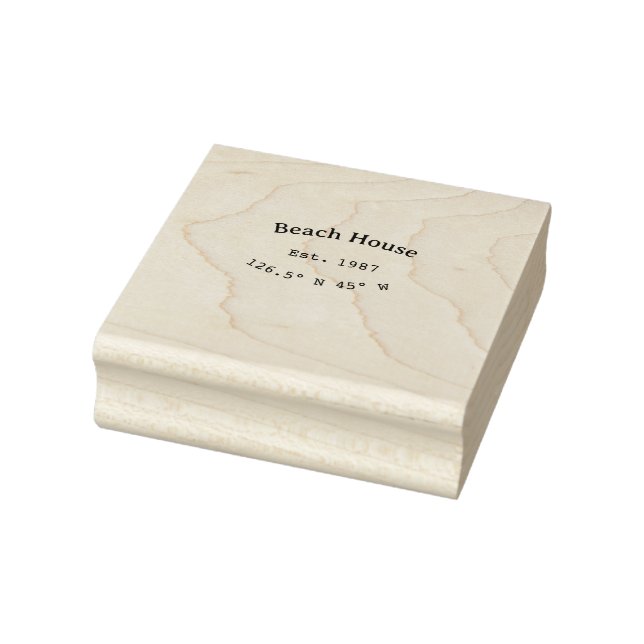 Beach house ets. Date year custom coordinates add Rubber Stamp (Stamp)