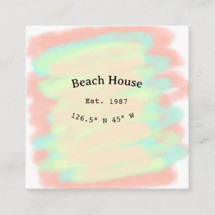 Beach house ets. Date year custom coordinates add Square Business Card