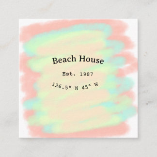 Beach house ets. Date year custom coordinates add Square Business Card