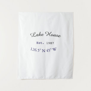 Beach house ets. Date year custom coordinates add Tapestry