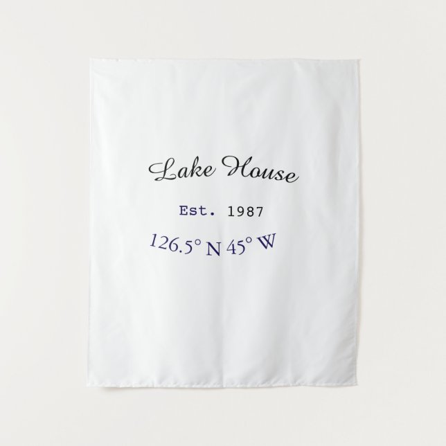 Beach house ets. Date year custom coordinates add Tapestry (Front)