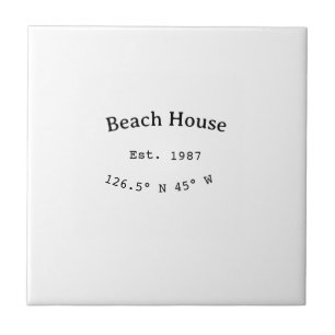 Beach house ets. Date year custom coordinates add Tile