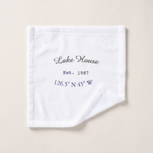 Beach house ets. Date year custom coordinates add Wash Cloth