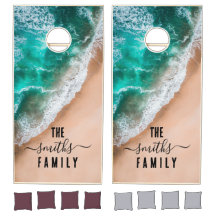 Beach House Family Name Custom Cornhole Sets