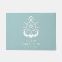 Beach House Family Name Teal Anchor