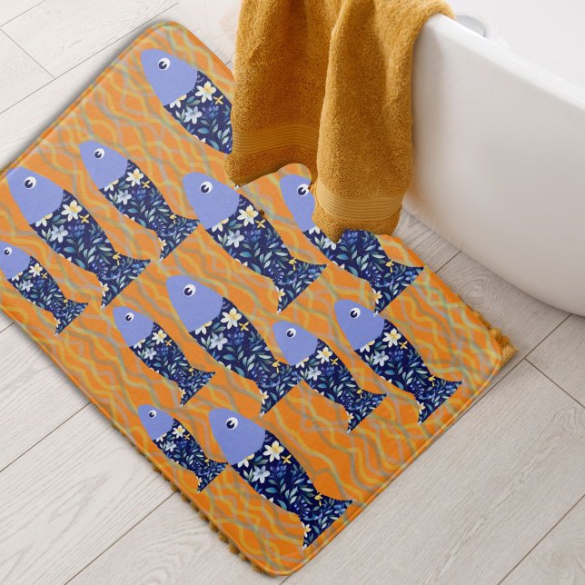 Beach House Fish Seascape Seaside fisherman Bath Mat (Creator Uploaded)