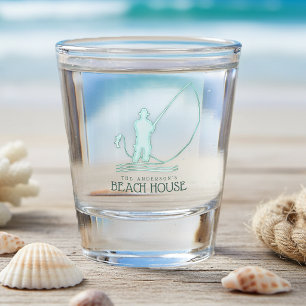 Beach House Fisherman Aqua Blue ID623 Shot Glass