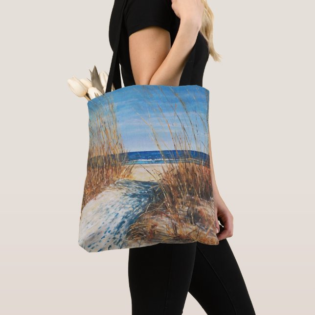 Beach House Lake Home Sand Dunes Tote Bag (Close Up)