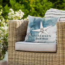 Beach house modern white starfish family name