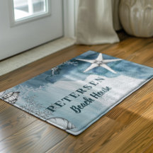 Beach house modern white starfish family name