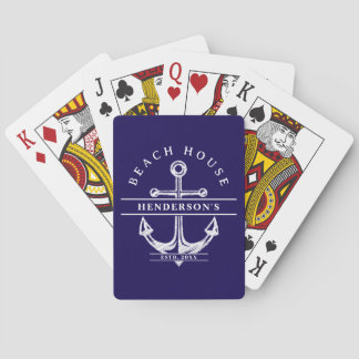 Beach House Nautical Anchor Blue Playing Cards