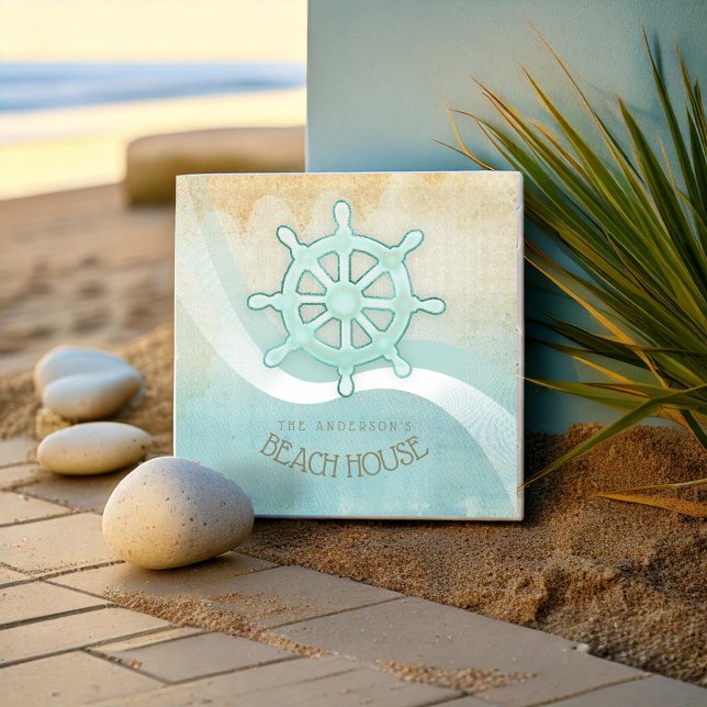 Beach House Nautical Boat Helm Aqua Blue ID623 Tile (Creator Uploaded)