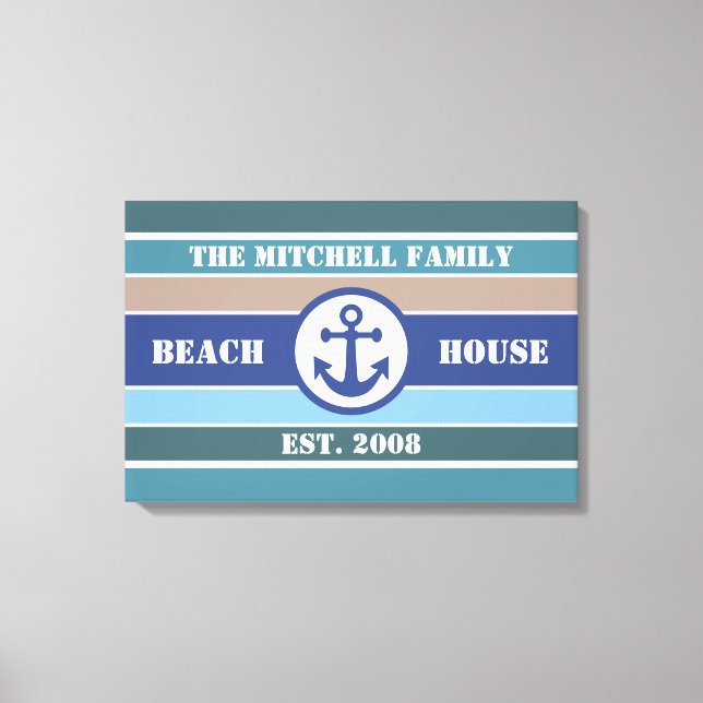 Beach House Nautical custom canvas Print (Front)