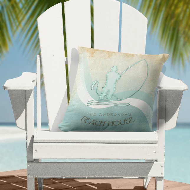 Beach House Nautical Fisherman Aqua Blue ID623 Cushion (Creator Uploaded)
