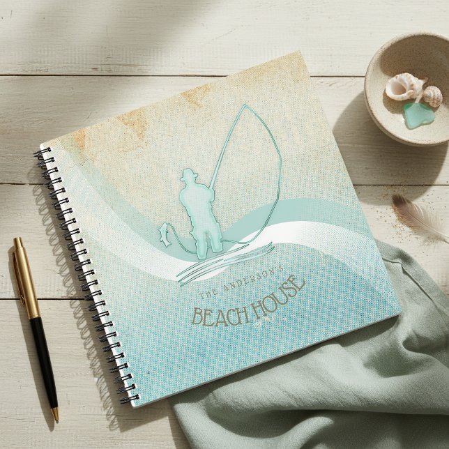 Beach House Nautical Fisherman Aqua Blue ID623 Notebook (Creator Uploaded)