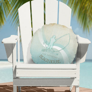 Beach House Nautical Fisherman Aqua Blue ID623 Round Cushion