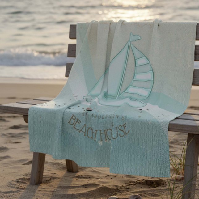 Beach House Nautical Sailboat Aqua Blue ID623 Fleece Blanket (Creator Uploaded)